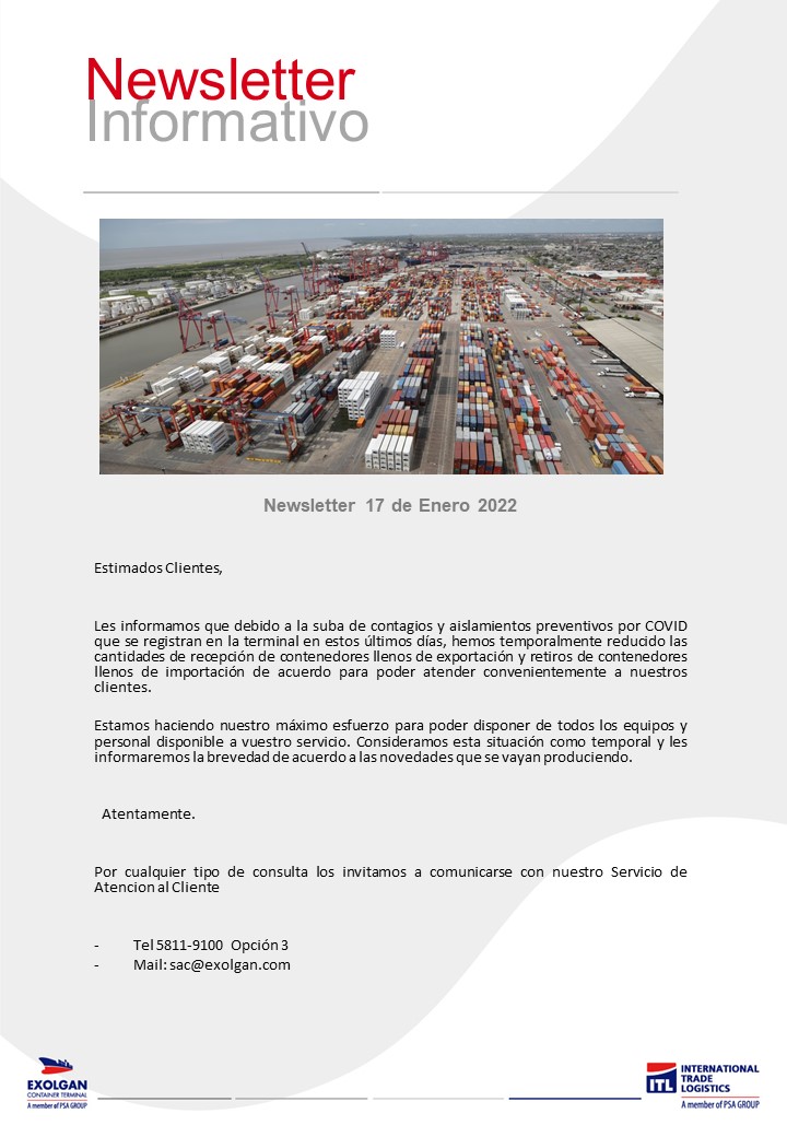 EXOLGAN: COVID AFECTA LA OPERATIVIDAD DE IMPO Y EXPO